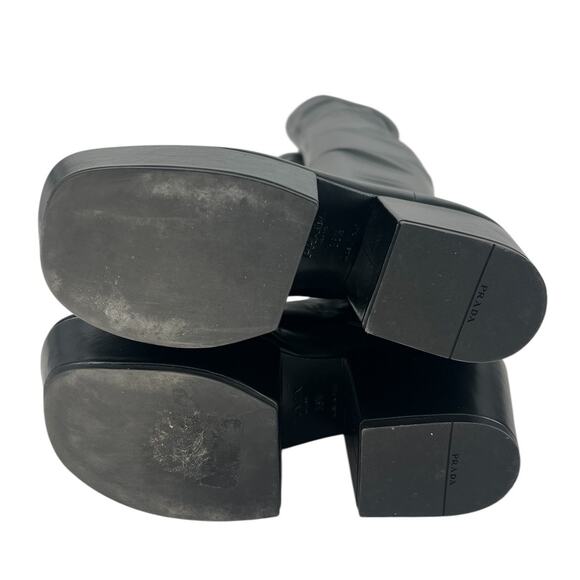 Prada Black Stretch Napa Over-the Knee Platform Boots - Picture 16 of 16